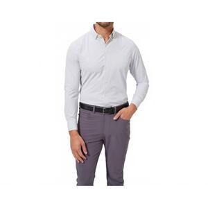 NEW MIZZEN + MAIN leeward dress shirt in white/navy